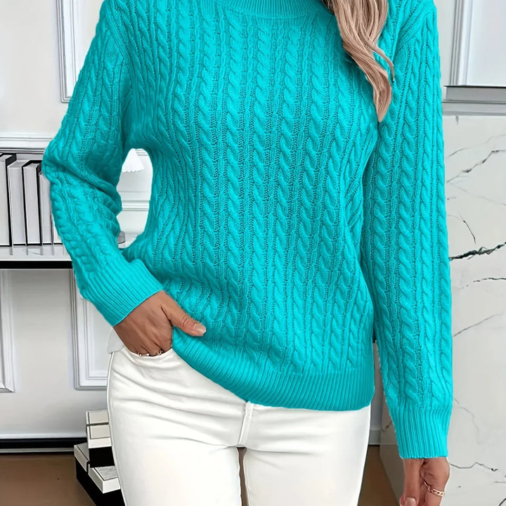 Women's Cable-Knit Round Neck Relaxed Fit Jumper