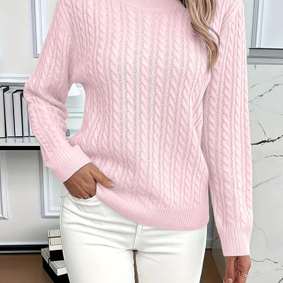 Women's Cable-Knit Round Neck Relaxed Fit Jumper