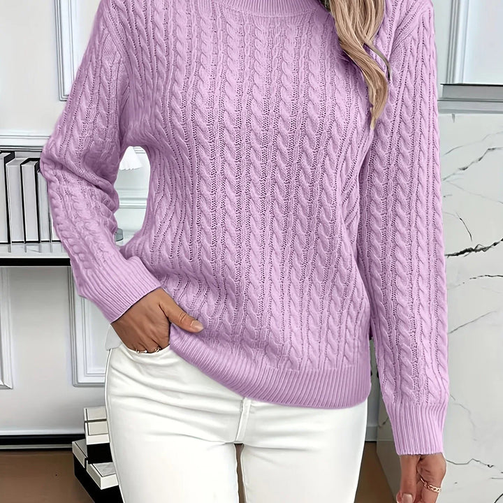 Women's Cable-Knit Round Neck Relaxed Fit Jumper