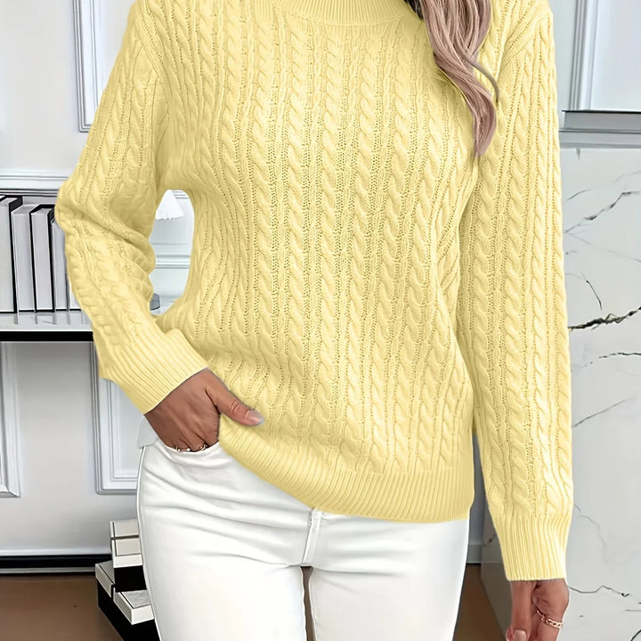 Women's Cable-Knit Round Neck Relaxed Fit Jumper