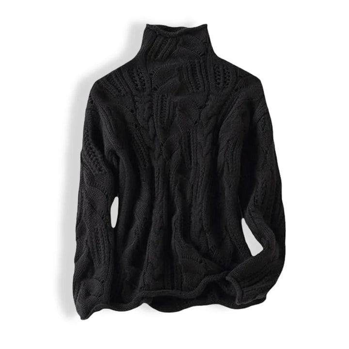 Women's Cable Knit Sweater Turtleneck Loose-Fit Pullover