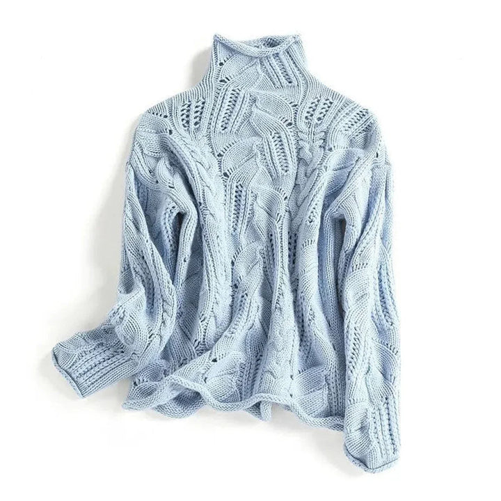Women's Cable Knit Sweater Turtleneck Loose-Fit Pullover