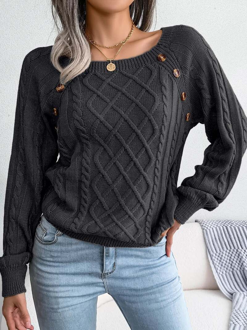 Women's Jumper – Square Neck Cable Knit