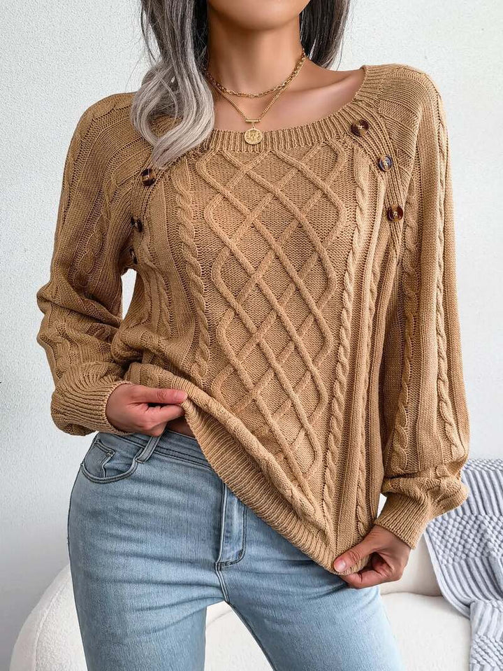 Women's Jumper – Square Neck Cable Knit