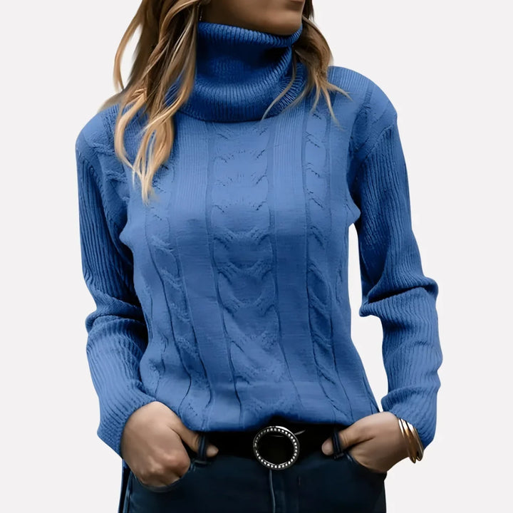 Women's Cable Knit Turtleneck Jumper Long Sleeve