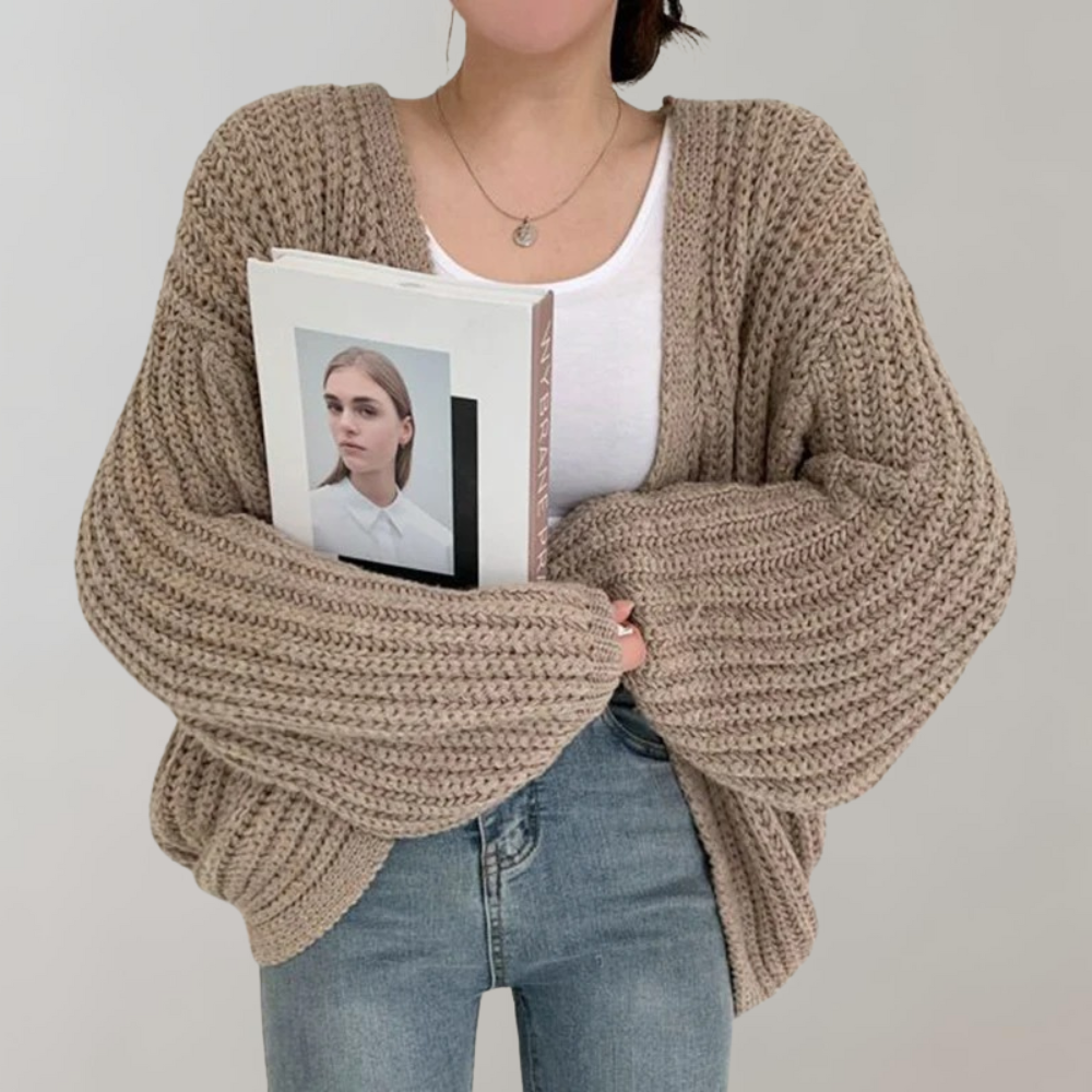 Women's Cardigan – Chunky Knit Balloon Sleeve