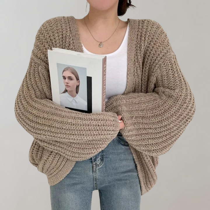 Women's Cardigan – Chunky Knit Balloon Sleeve