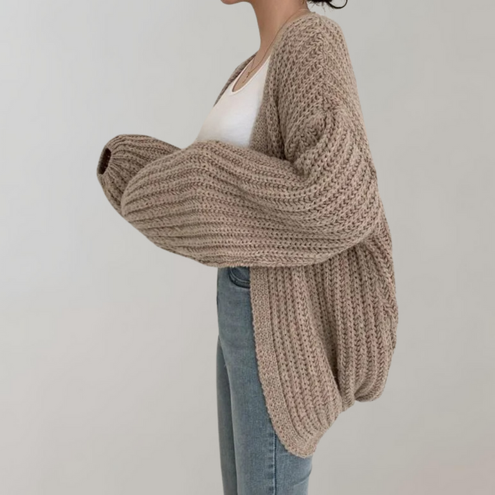 Women's Cardigan – Chunky Knit Balloon Sleeve
