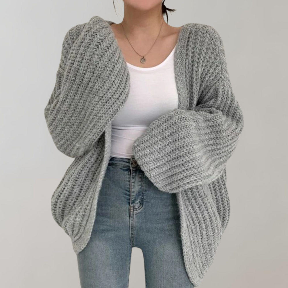 Women's Cardigan – Chunky Knit Balloon Sleeve