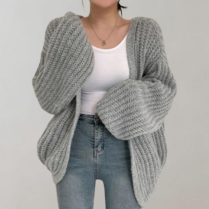 Women's Cardigan – Chunky Knit Balloon Sleeve