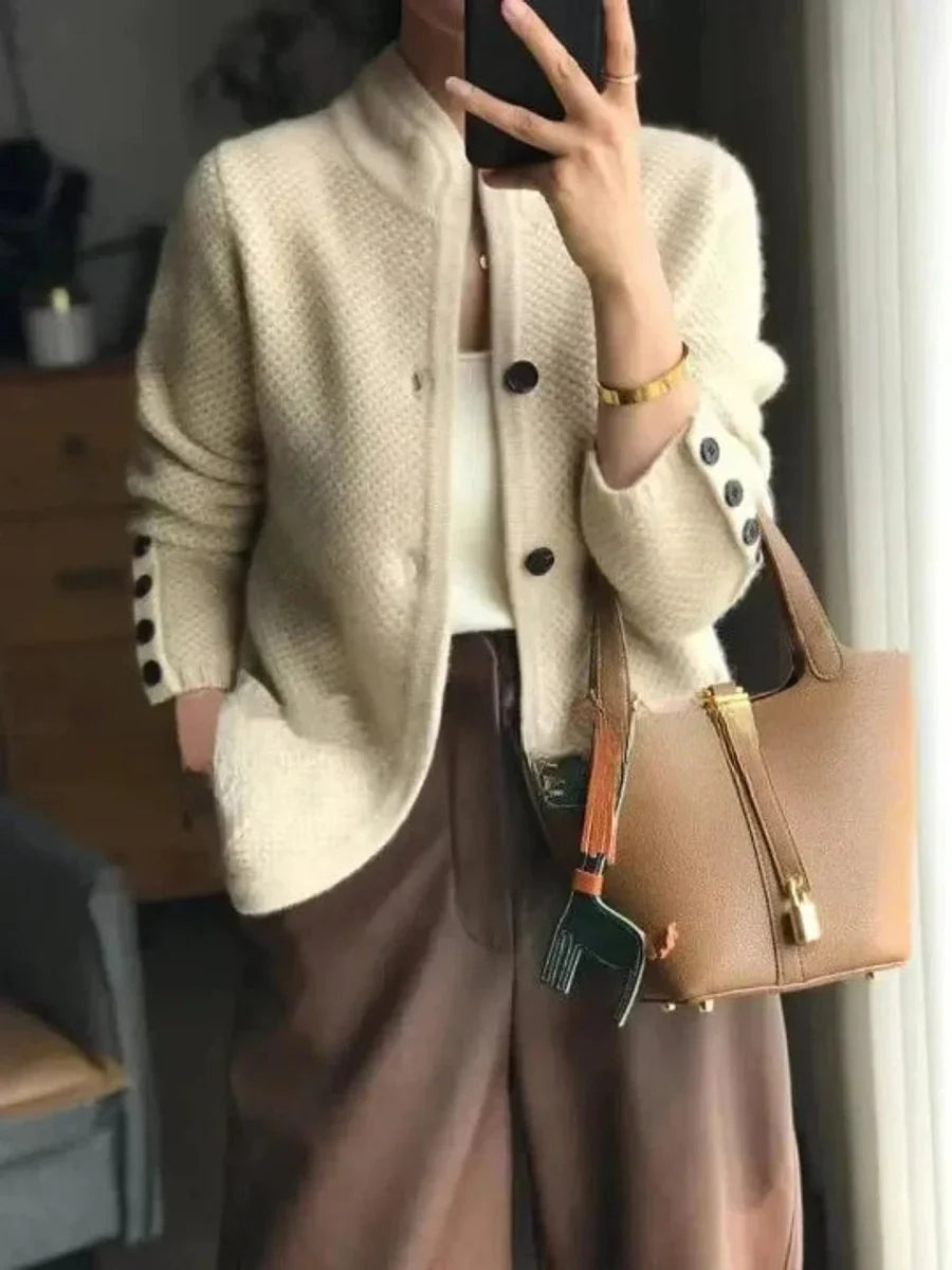 Women's Cashmere Wool Button-Front Knit Cardigan
