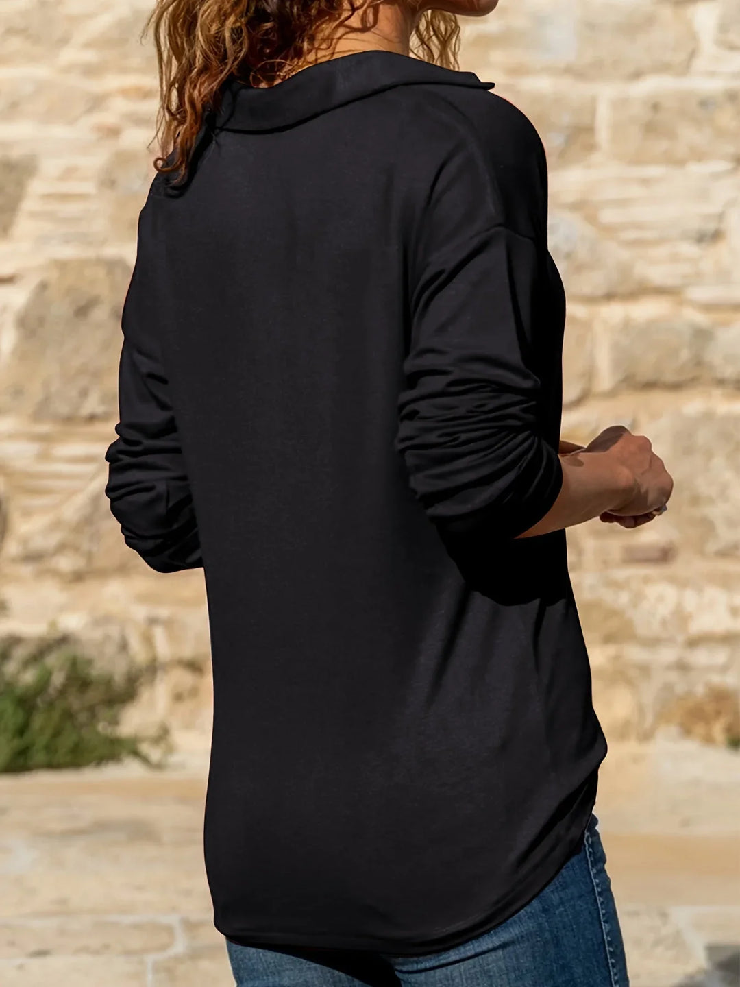 Women's Casual Long-Sleeve Pullover Knit Sweater – Half-Zip Collar