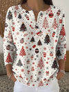 Women's Christmas Knit Sweater – Henley Button-Front Neckline And 3/4-Sleeves