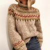 Women's Chunky-Knit Fair-Isle Patterned Jumper – Turtleneck And Long Sleeves