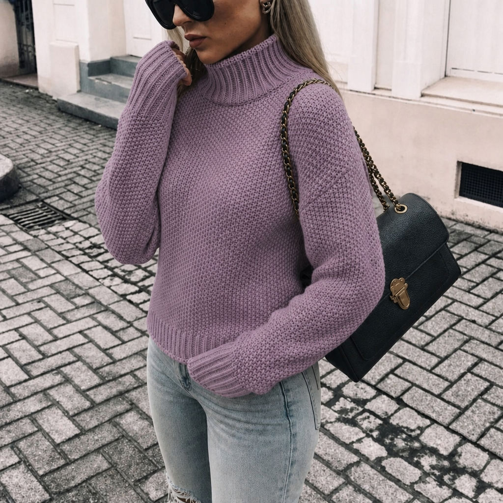 Women's Jumper – Chunky Knit Oversized Roll Neck