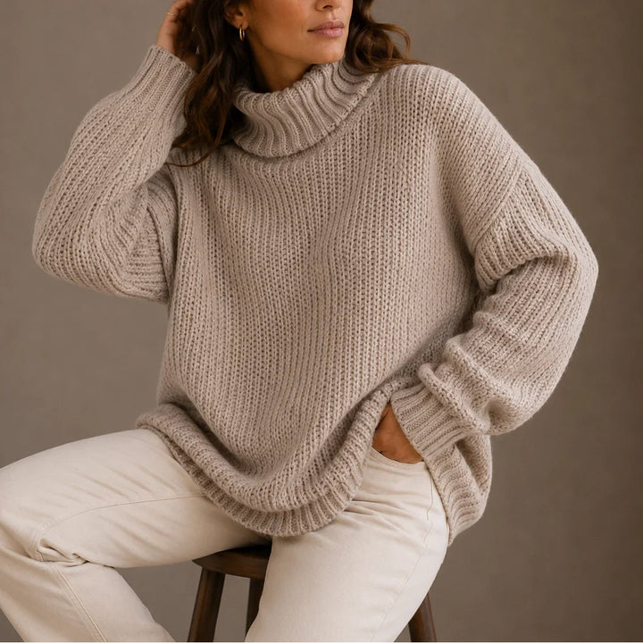 Women's Knitted Chunky Oversized Turtleneck Jumper