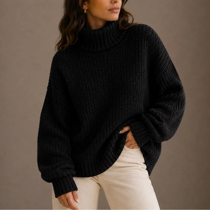 Women's Knitted Chunky Oversized Turtleneck Jumper