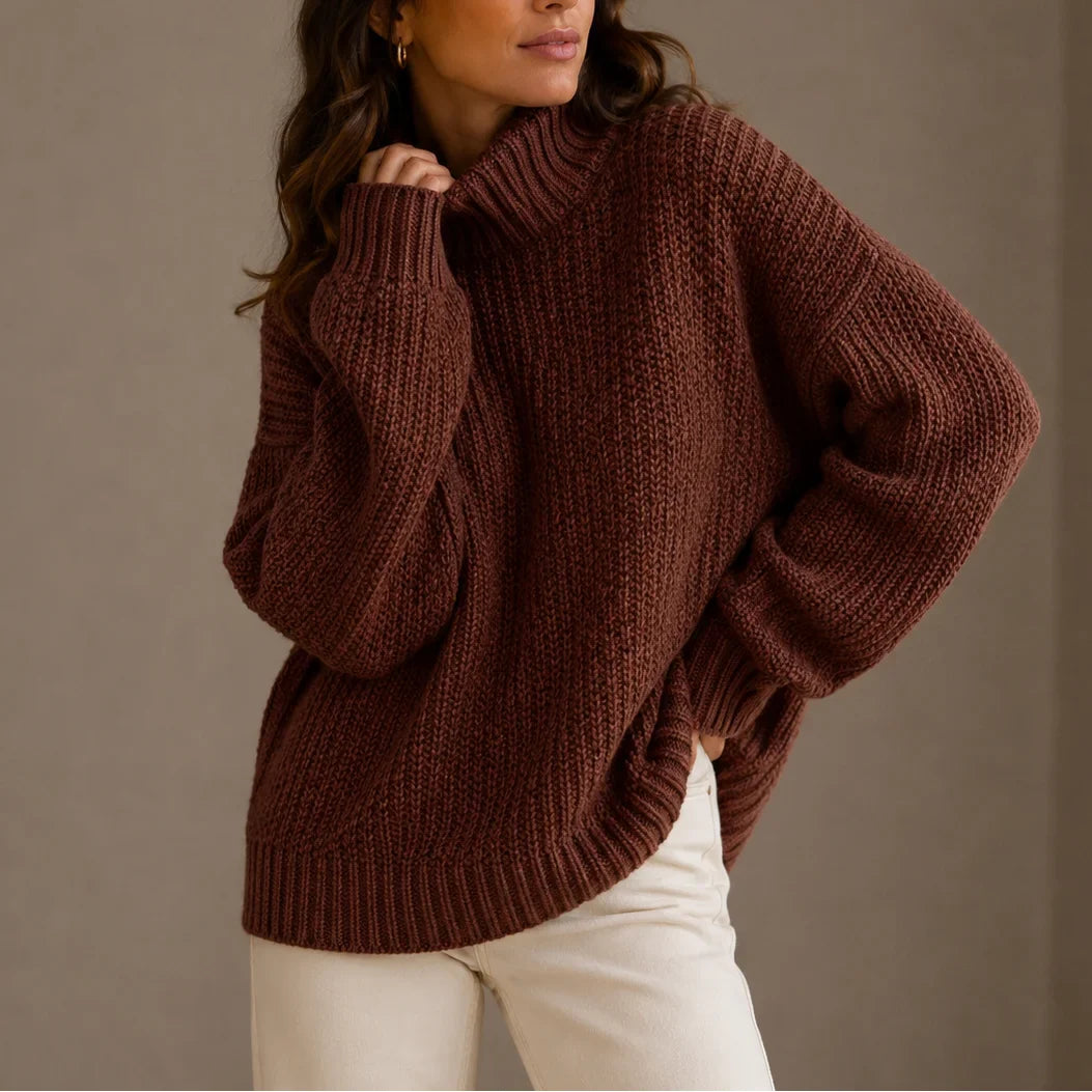 Women's Knitted Chunky Oversized Turtleneck Jumper