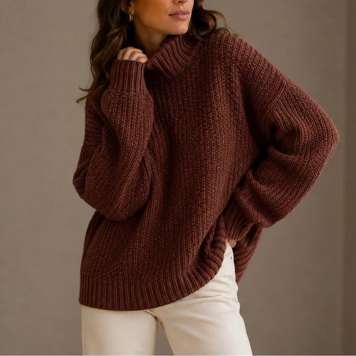 Women's Knitted Chunky Oversized Turtleneck Jumper