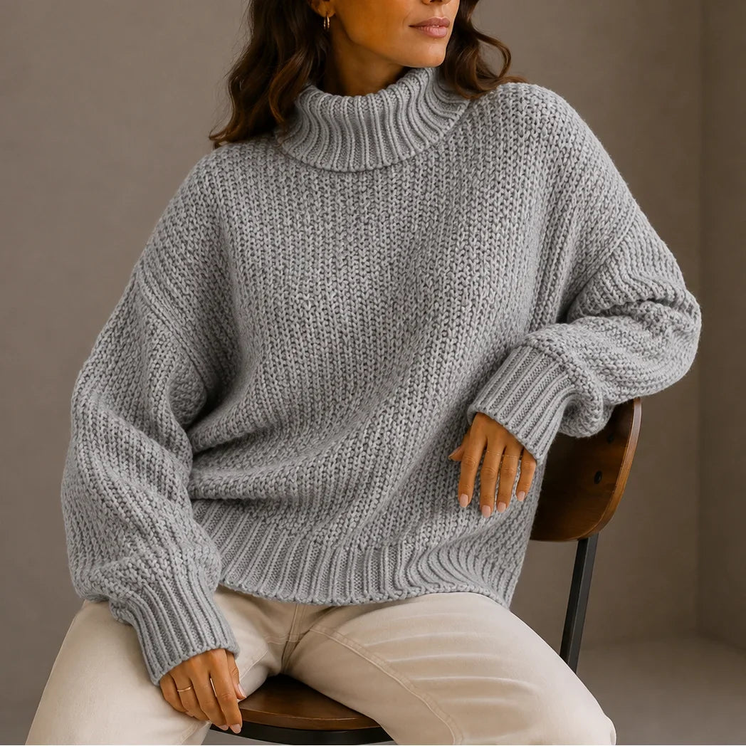 Women's Knitted Chunky Oversized Turtleneck Jumper