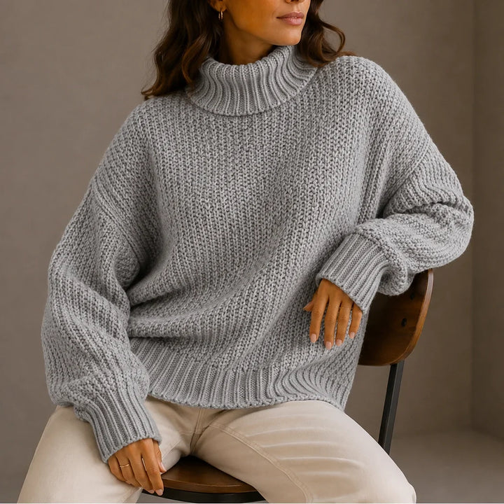 Women's Knitted Chunky Oversized Turtleneck Jumper