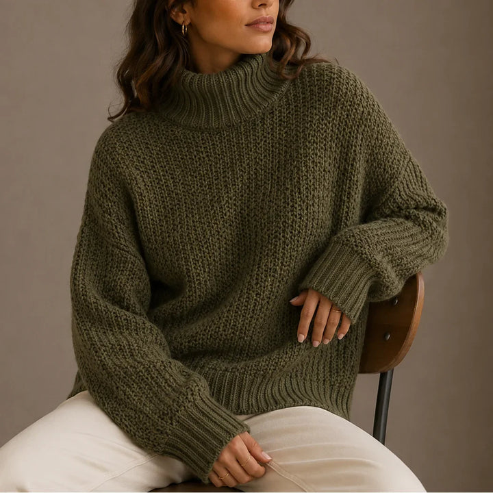 Women's Knitted Chunky Oversized Turtleneck Jumper