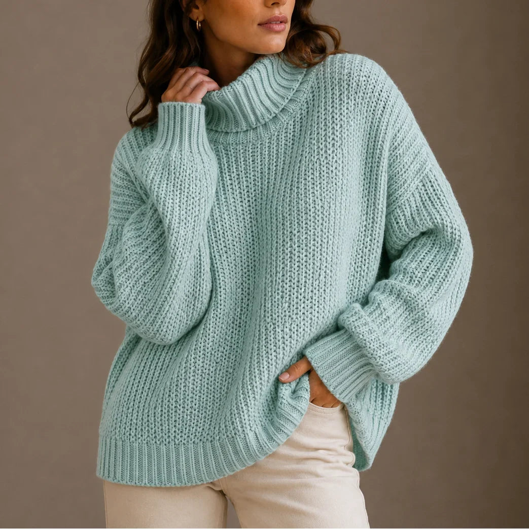 Women's Knitted Chunky Oversized Turtleneck Jumper