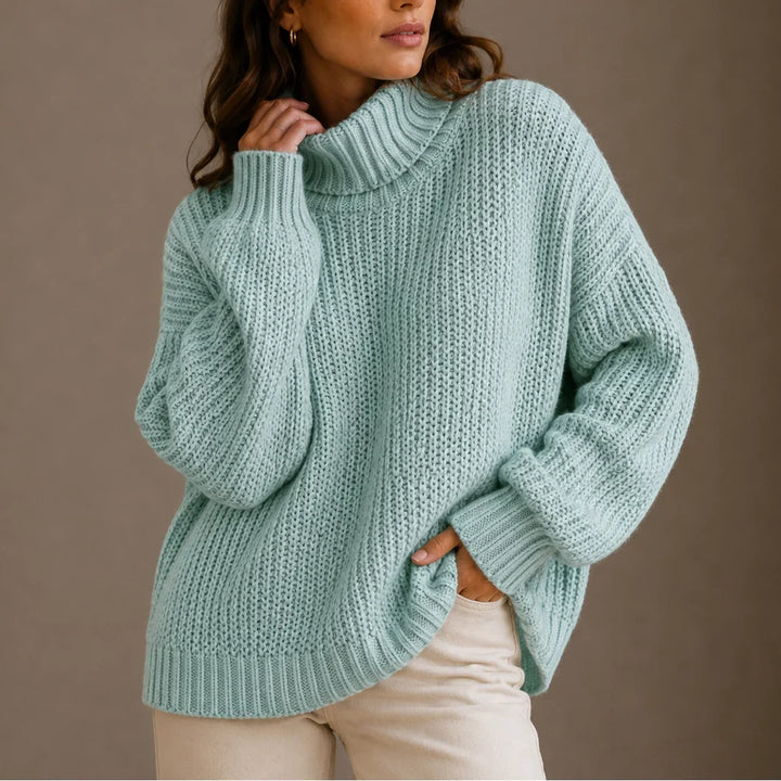 Women's Knitted Chunky Oversized Turtleneck Jumper