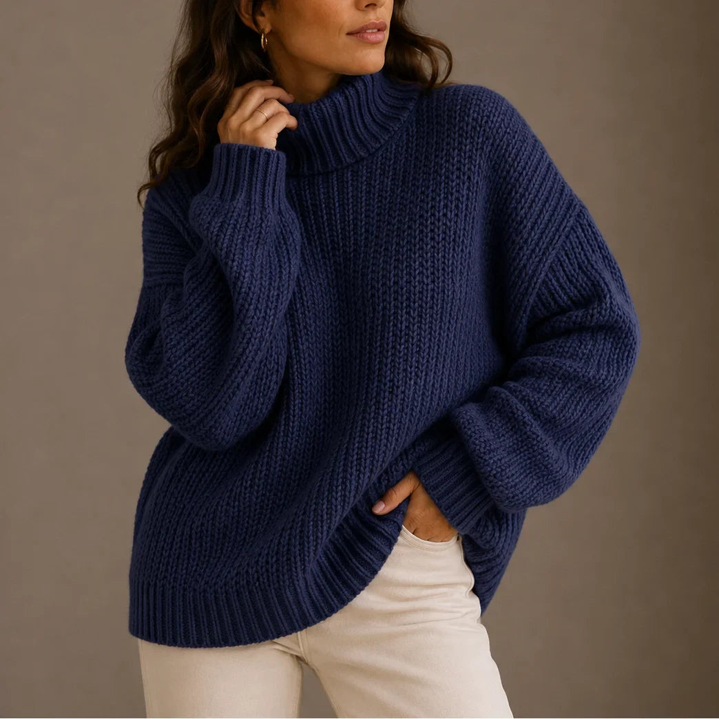 Women's Knitted Chunky Oversized Turtleneck Jumper