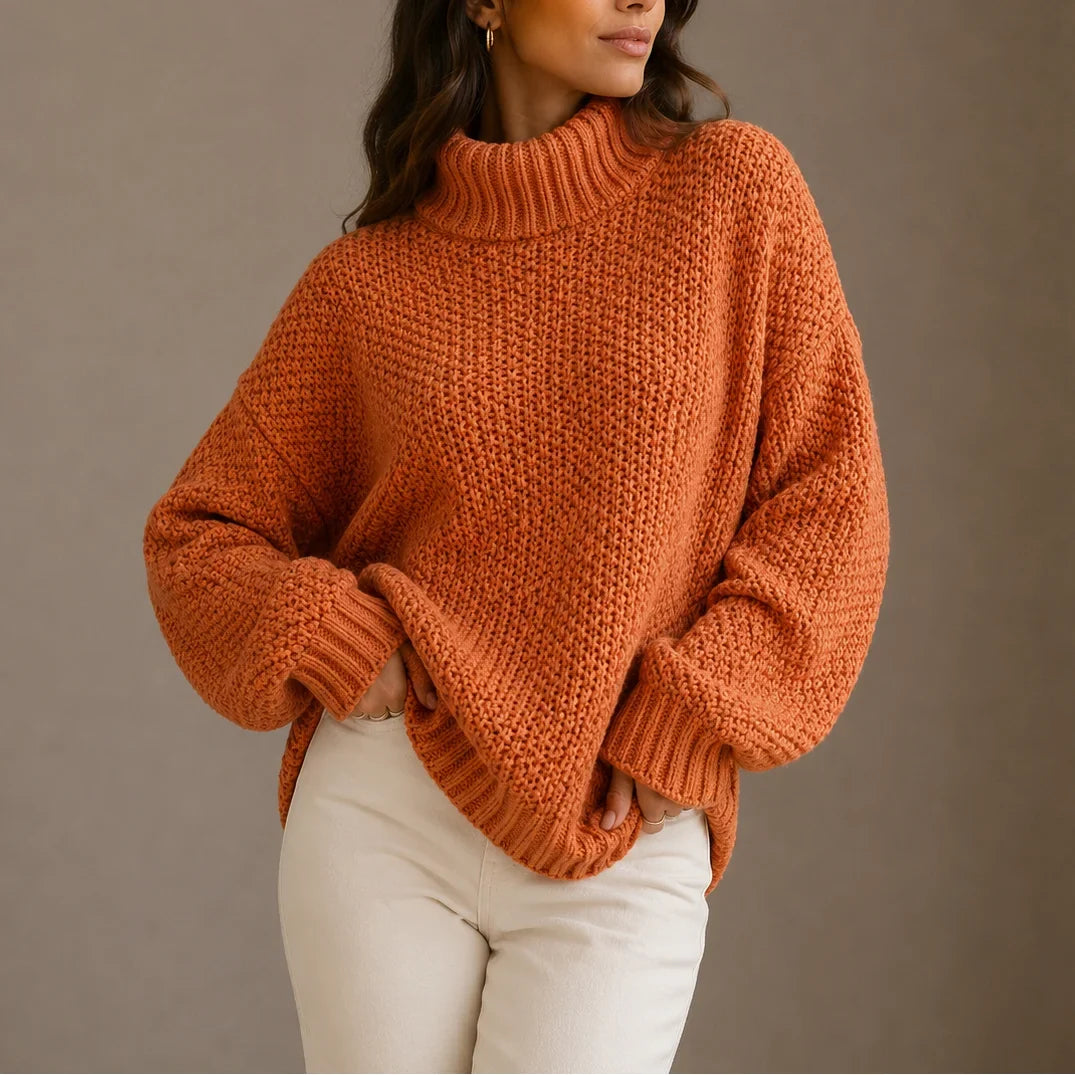 Women's Knitted Chunky Oversized Turtleneck Jumper