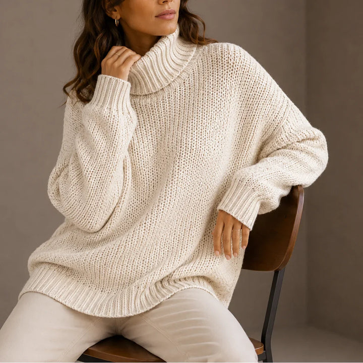 Women's Knitted Chunky Oversized Turtleneck Jumper