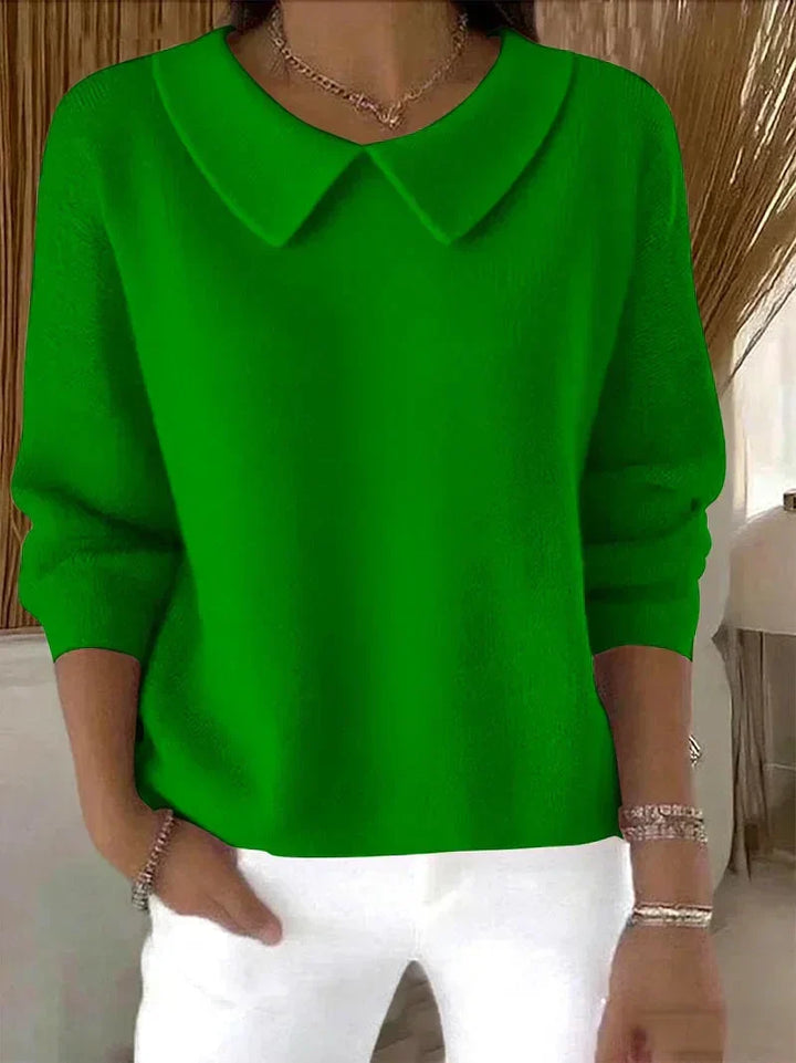 Women's Classic Knit Sweater – A Peter Pan Collar And Long Sleeves