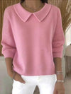 Women's Classic Knit Sweater – A Peter Pan Collar And Long Sleeves