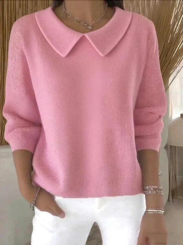 Women's Classic Knit Sweater – A Peter Pan Collar And Long Sleeves