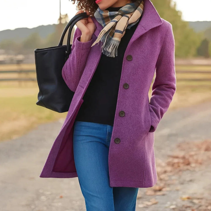 Women's Classic Mid-Length Single-Breasted Wool-Blend Coat