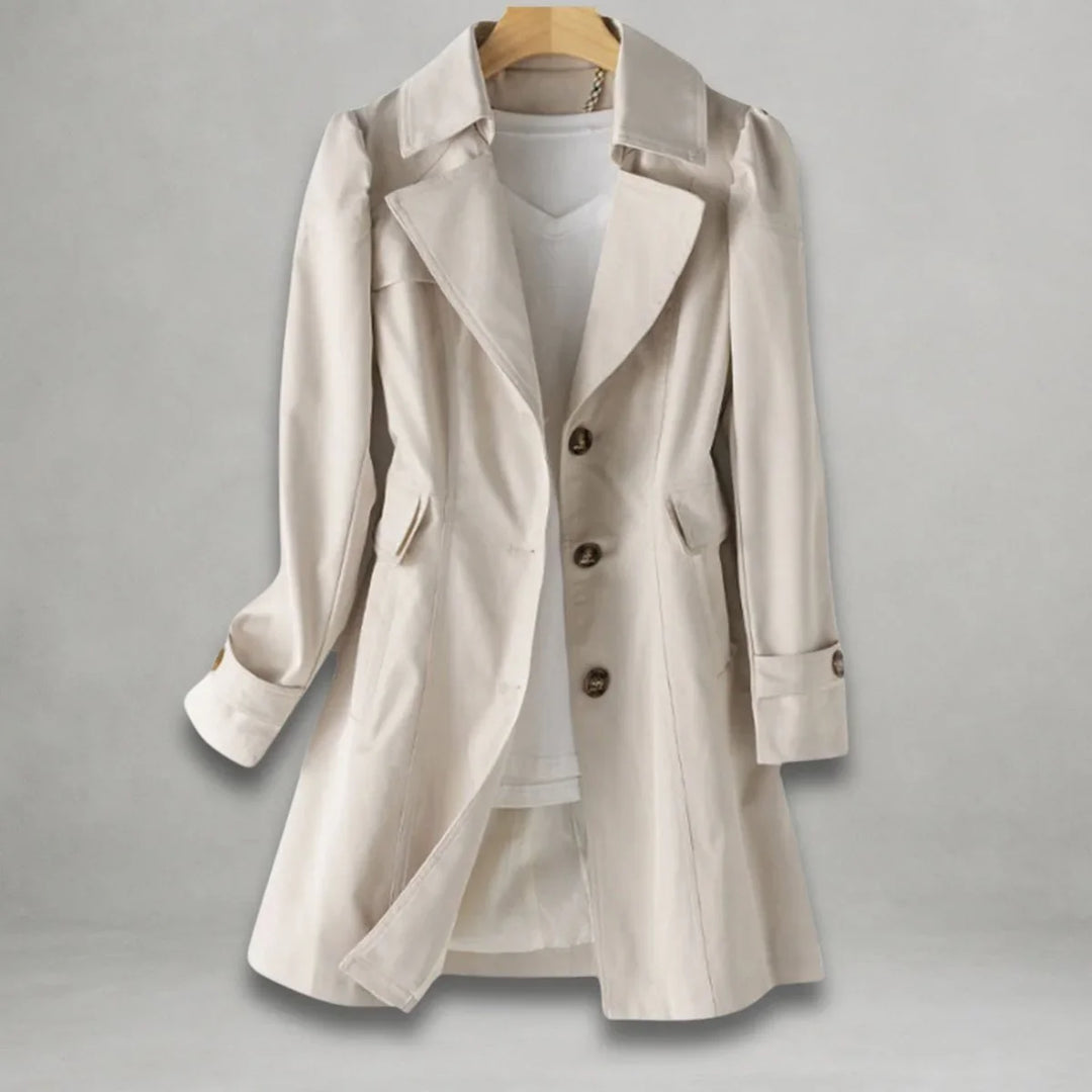 Women's Classic Single-Breasted Trench Coat Notch Lapel