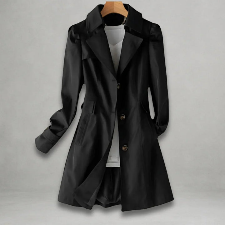 Women's Classic Single-Breasted Trench Coat Notch Lapel