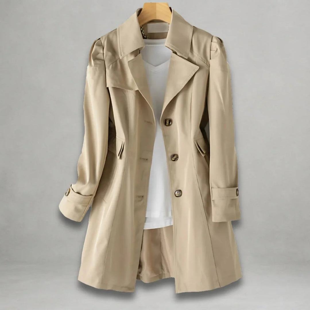 Women's Classic Single-Breasted Trench Coat Notch Lapel