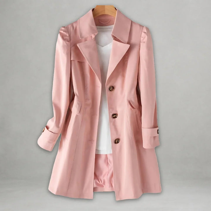 Women's Classic Single-Breasted Trench Coat Notch Lapel