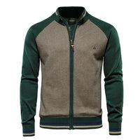Women's Color-Block Knit Raglan-Sleeve Sweater – Full-Zip Stand-Collar