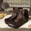 Women's Comfort Leather Ankle Boots – Fuzzy Lining And Lace-Up Closure