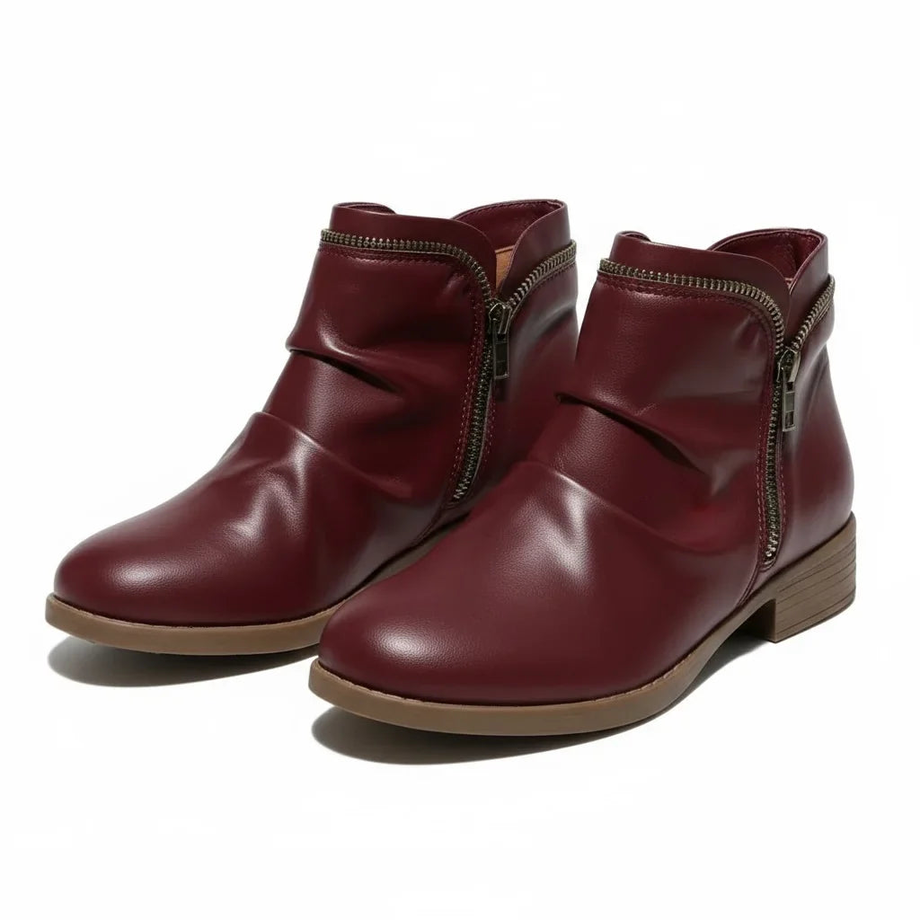 Women's Comfort Scrunch Ankle Boots – Side Zipper
