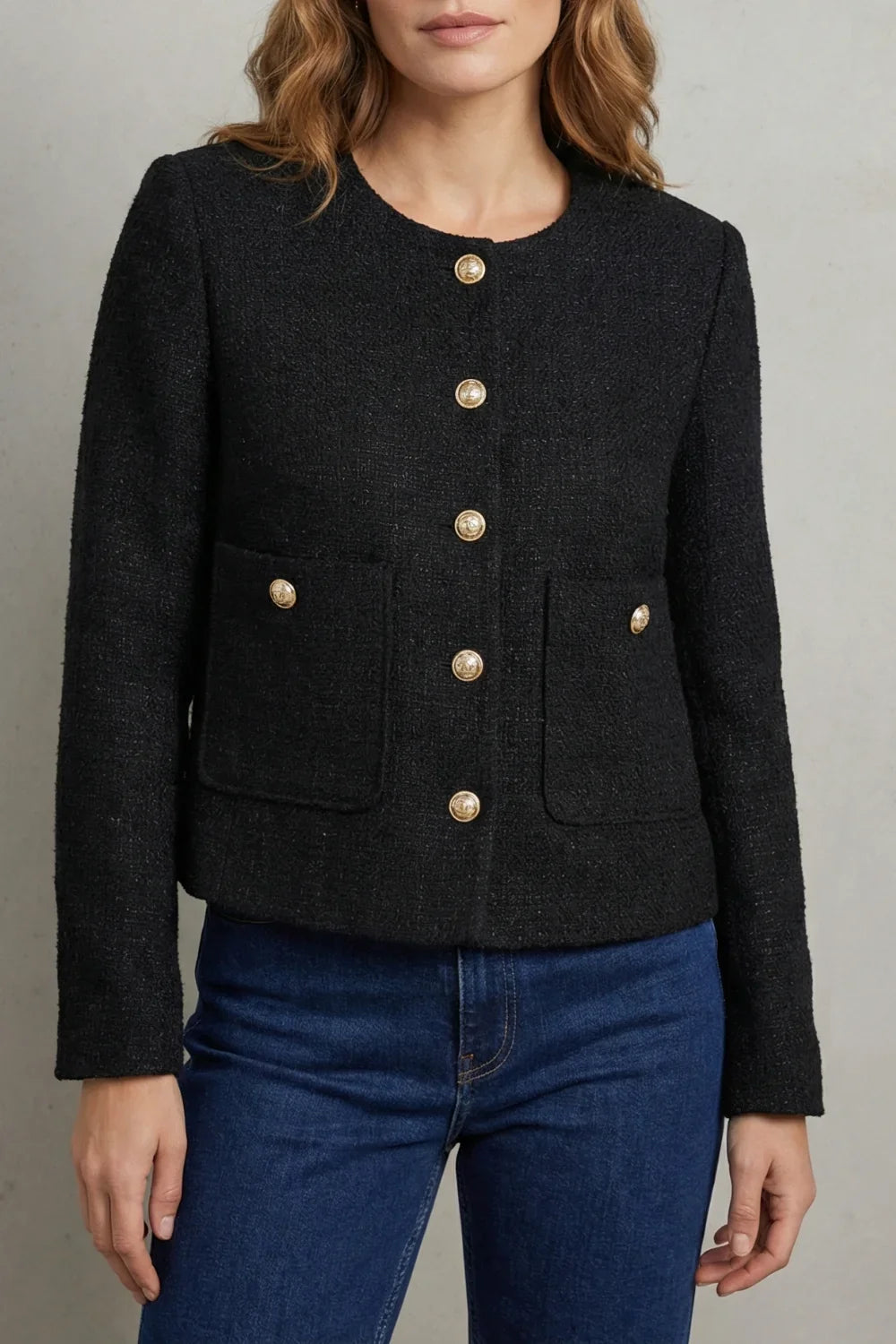 Women's Cropped Blazer – Round Neck