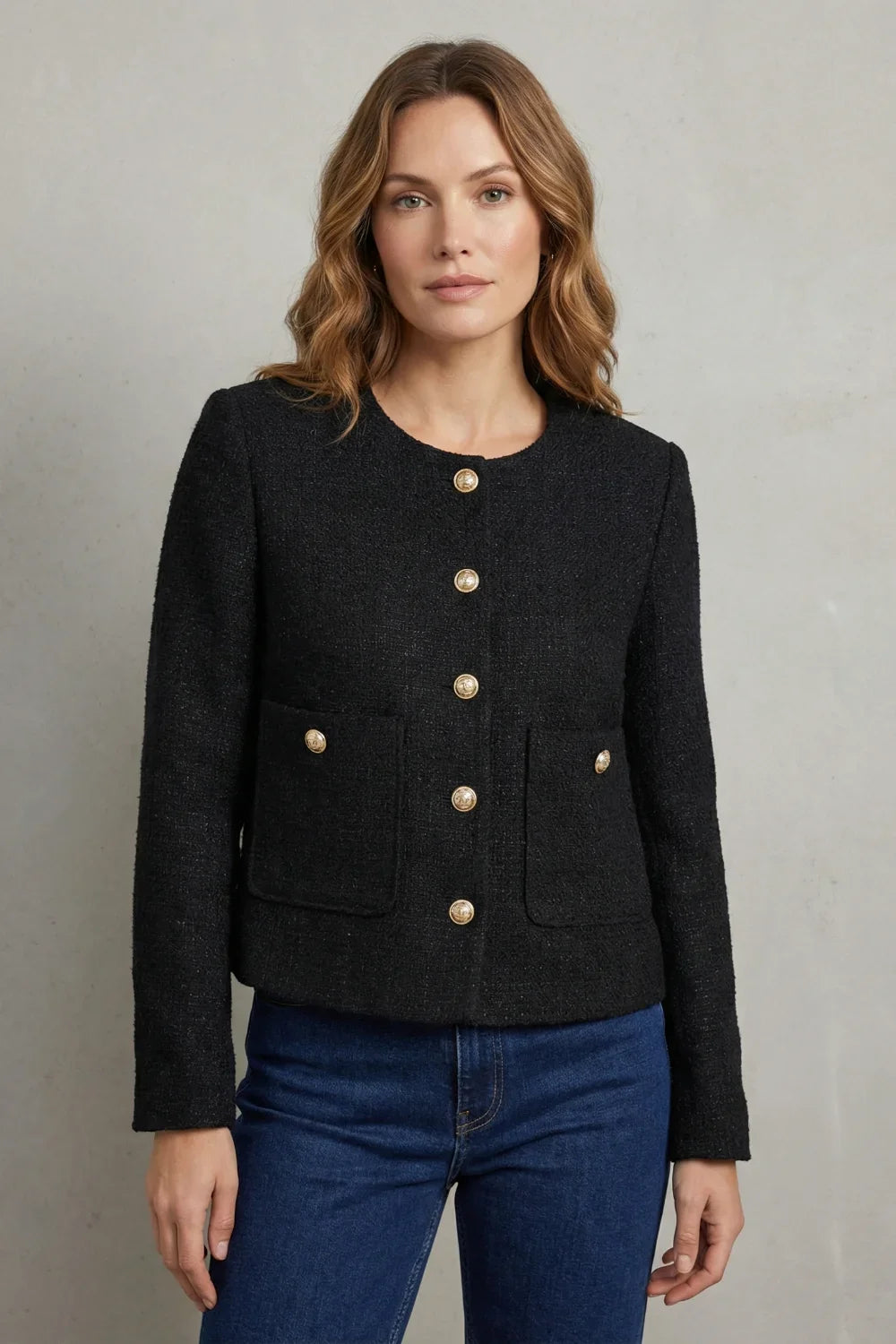 Women's Cropped Blazer – Round Neck