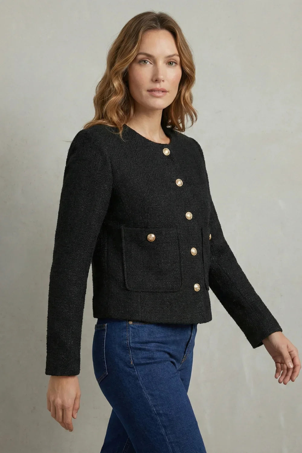 Women's Cropped Blazer – Round Neck