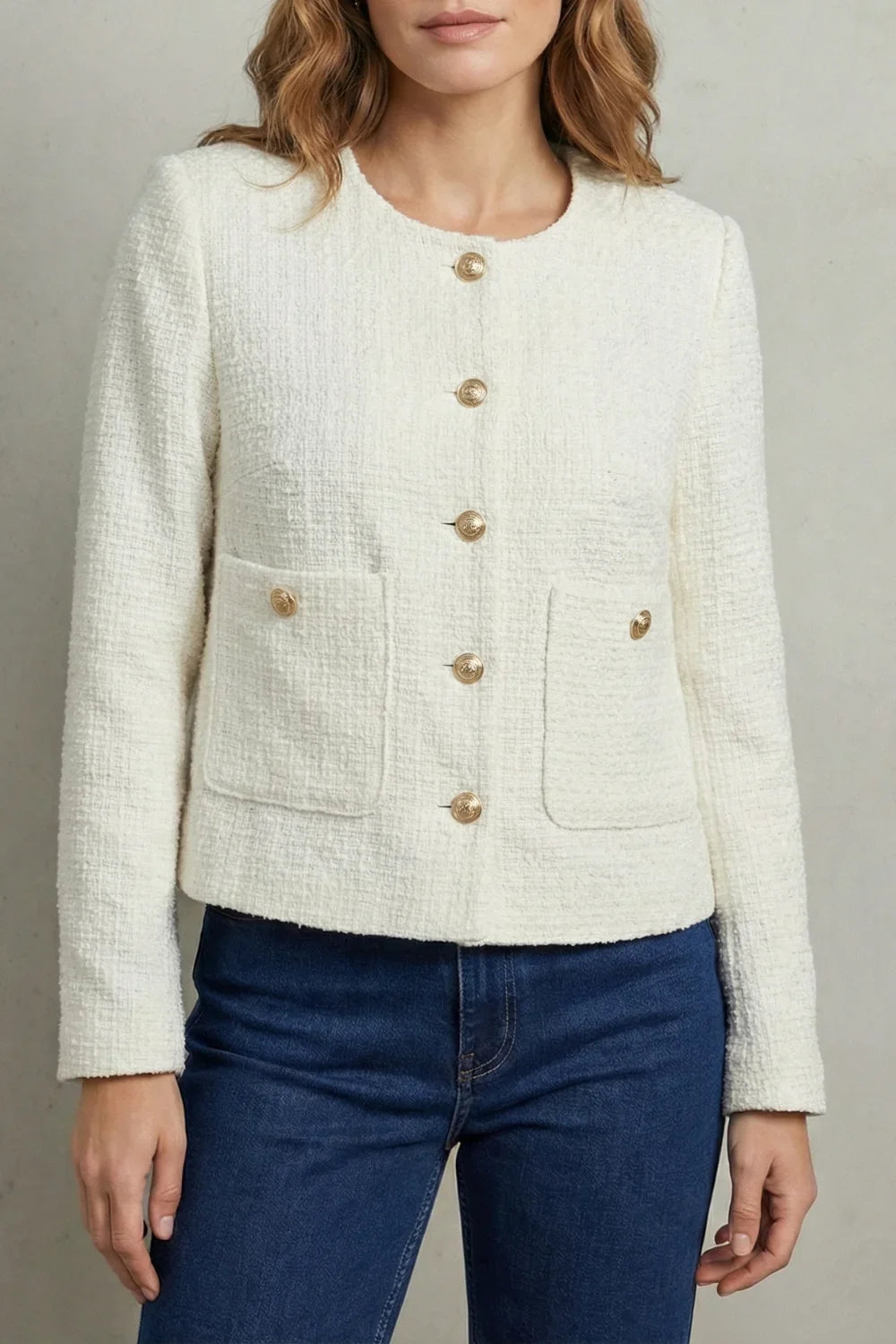Women's Cropped Blazer – Round Neck