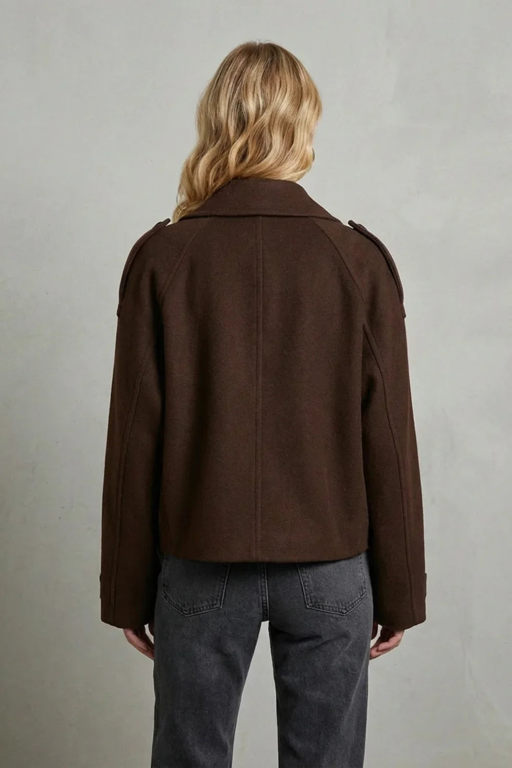 Women's Cropped Double-Breasted French Wool Jacket