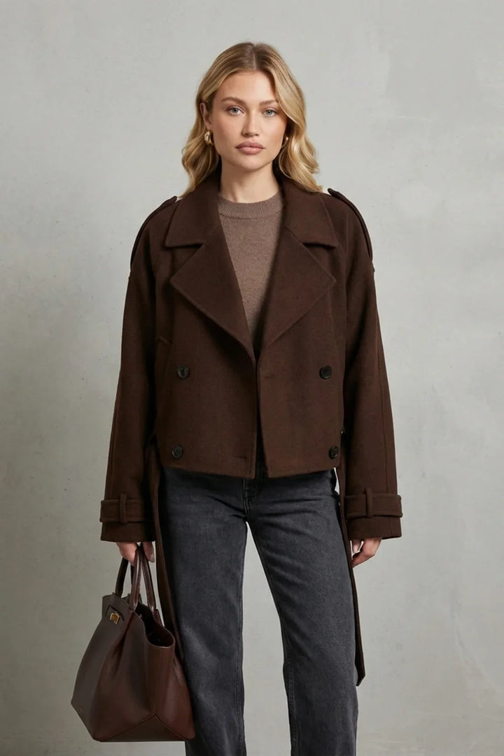 Women's Cropped Double-Breasted French Wool Jacket
