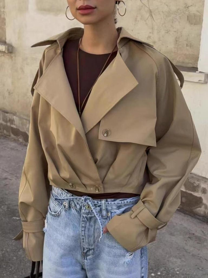 Women's Jacket – Cropped Trench Oversized Lapels