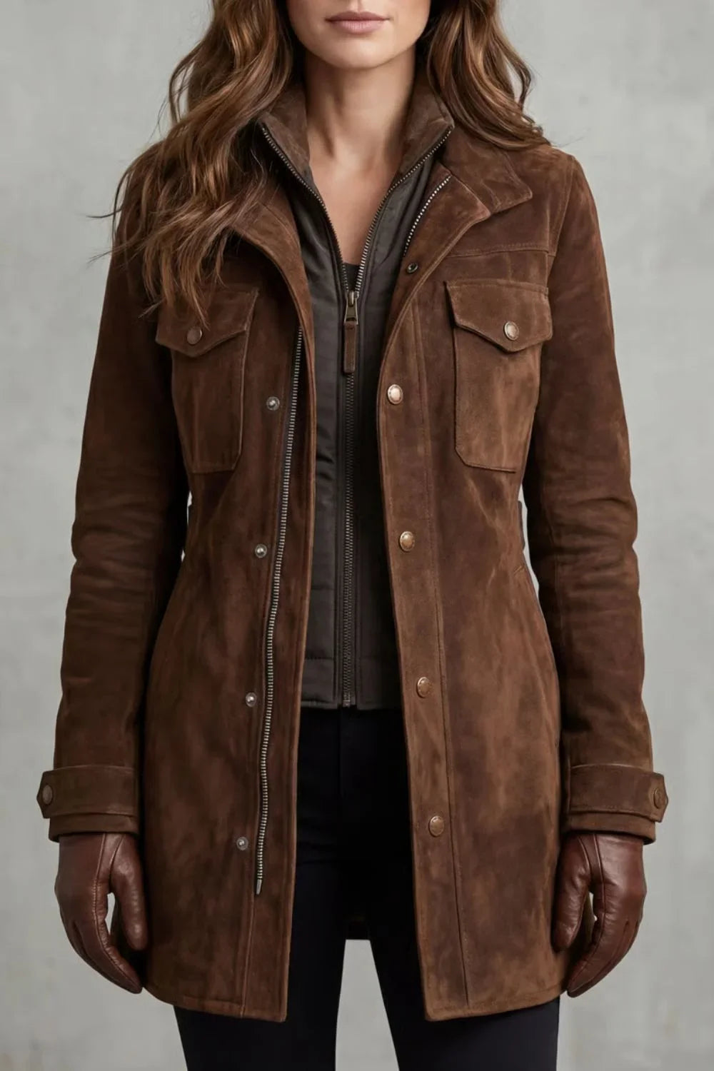Women's Long Coat Suede Custom